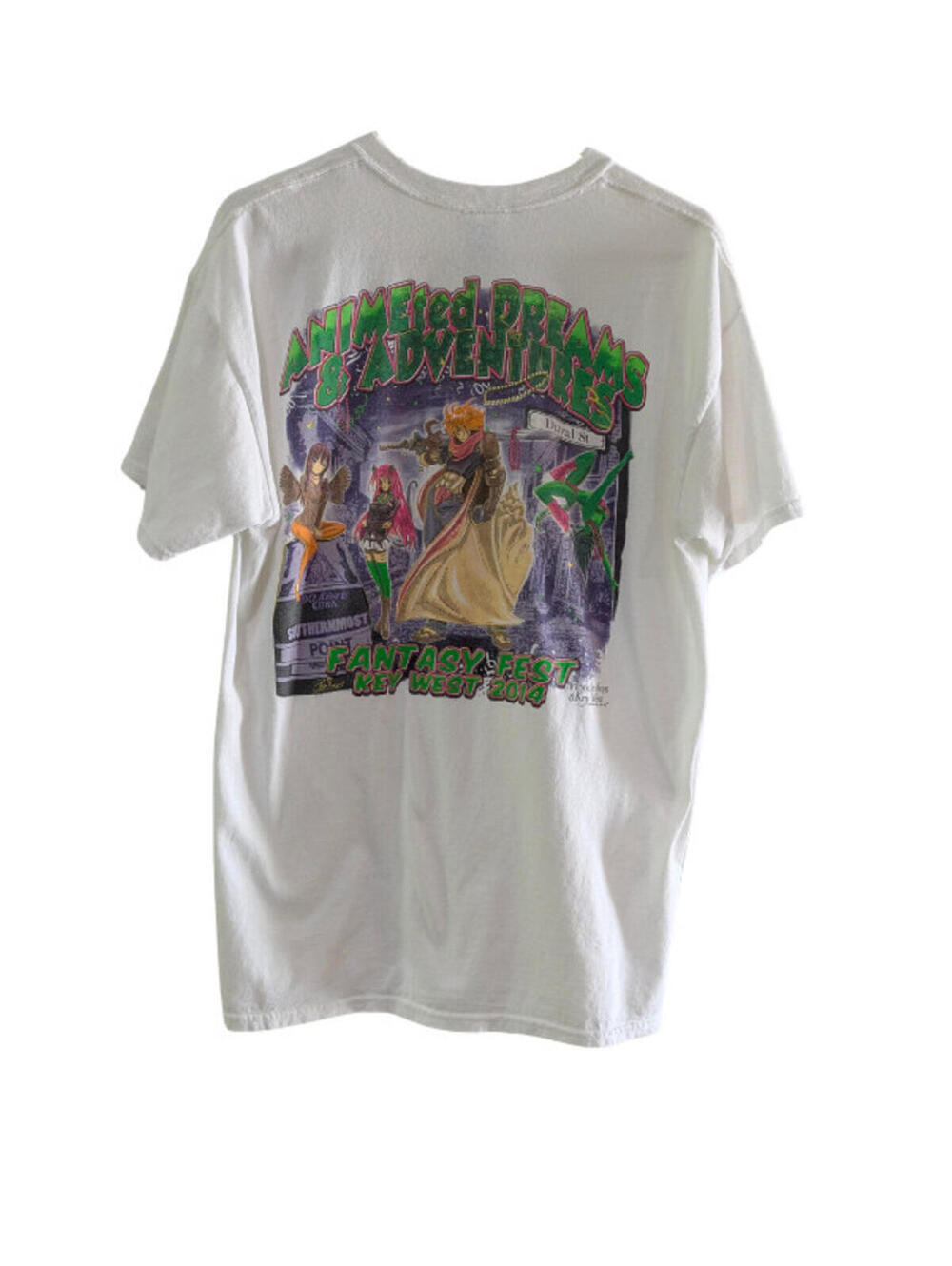 Fantasy Fest 2014 Key West Men's Graphic T-Shirt, White, Large, Animeted Dreams